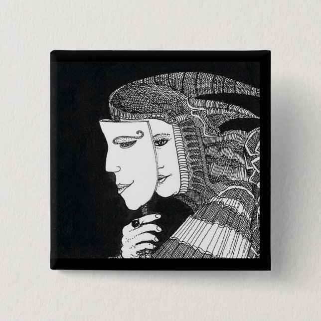 mask 15 cm kvadratisk bricka knapp (Framsida)