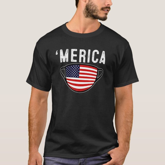 Mask American Flagga T 4:e juli Manar Women Merica T Shirt (Framsida)
