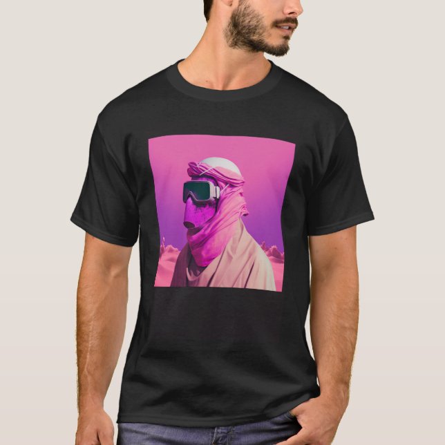 Mask Arab i en Vaporwave Desert Retrowave stil T Shirt (Framsida)
