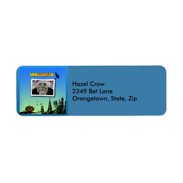 Mask av gammal man, Witch och Pumpkin-Adressetiket Returadress Etikett (Framsidan)
