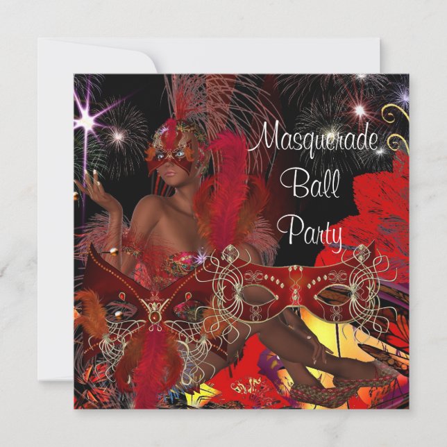 Mask Black Red Showgirl, Boll Inbjudningar (Framsida)