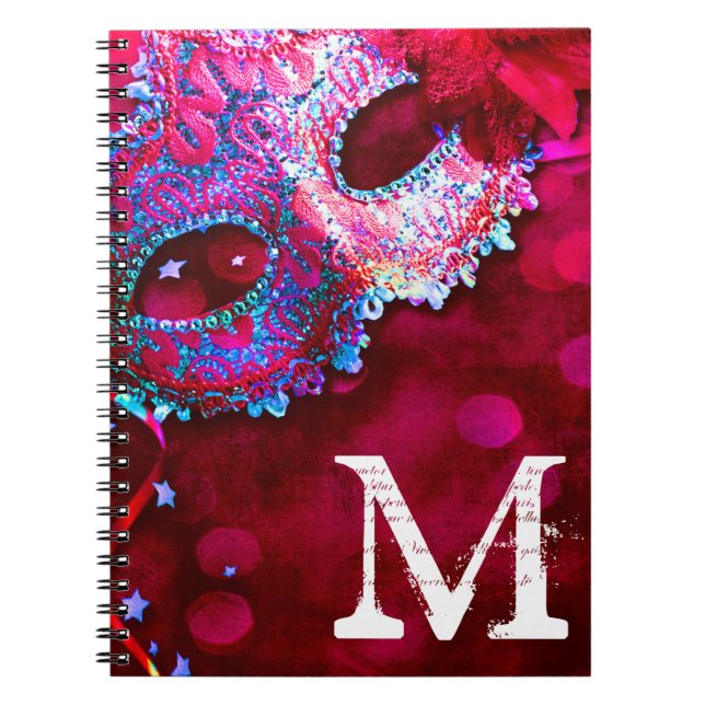 Mask Costume Monogram Inledande anmärkning Bok Anteckningsbok Med Spiral (Framsidan)