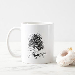 Mask Dam Gemini Zodiac Symbol och Sign Kaffemugg
