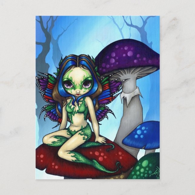 "Mask Fairy on the Mushroom" vykort (Framsida)