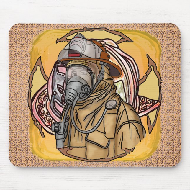 Mask Firefighter Mouse Pad Musmatta (Framsidan)