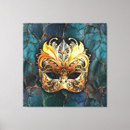 Mask, fjädrar och texturerad kalk canvastryck