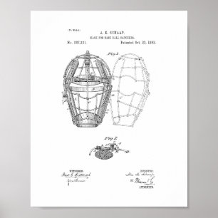 Mask for Baseball Catcher patent Poster