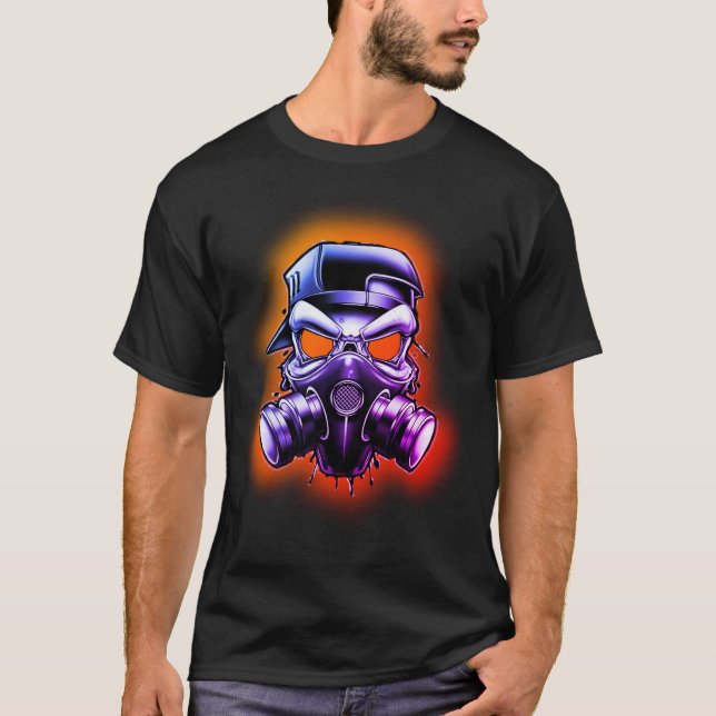 Mask för giftiga/radioaktiva ämnen i hull t shirt (Framsida)