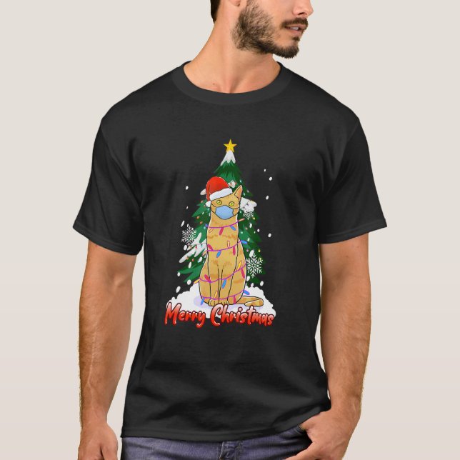 Mask för Gult av havskräfta i God jul lycklig T Shirt (Framsida)