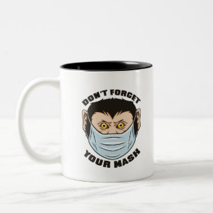 MASK FÖR MONKEY WEARING, GLÖM INTE MASK Två-Tonad MUGG