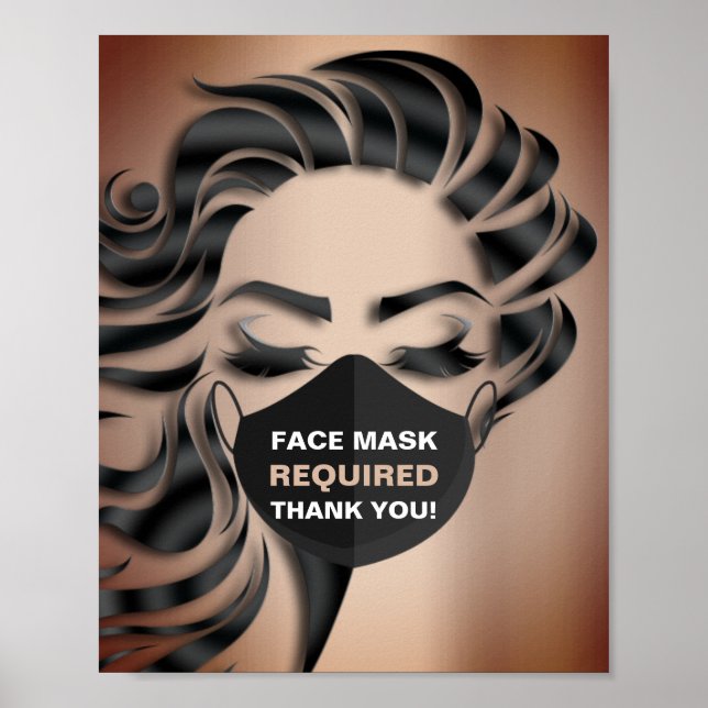 Mask från ansikte krävs Covid Cosmetolog Hairdress Poster (Framsidan)