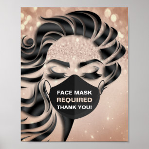 Mask från ansikte som krävs Covid Eyelash Ro Glitt Poster