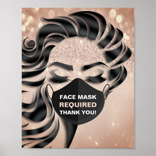 Mask från ansikte som krävs Covid Eyelash Ro Glitt Poster (Framsidan)