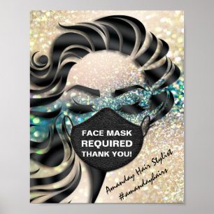 Mask i ansikte som täcker den obligatoriska utmärk poster