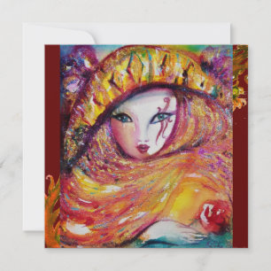 MASK I GULT MARDI GRAS PARTY Vibrant Guld Red Inbjudningar