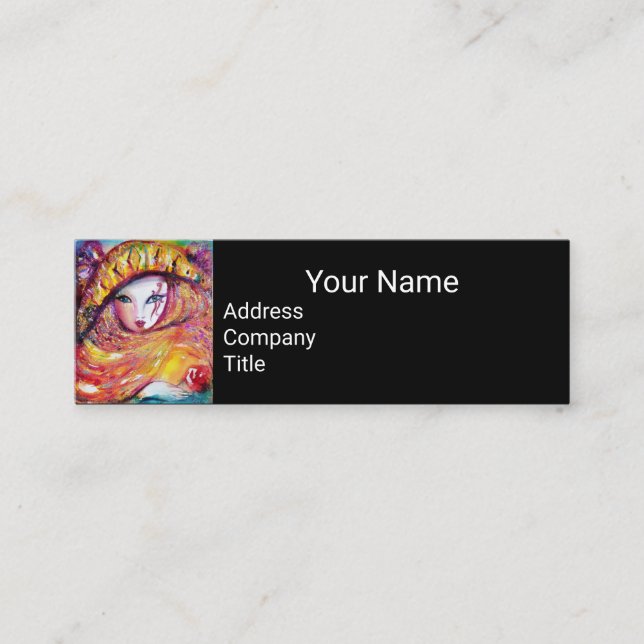 MASK I GULT MED RÖD ROS Beauty Makeup Artist Mini Visitkort (Framsida)