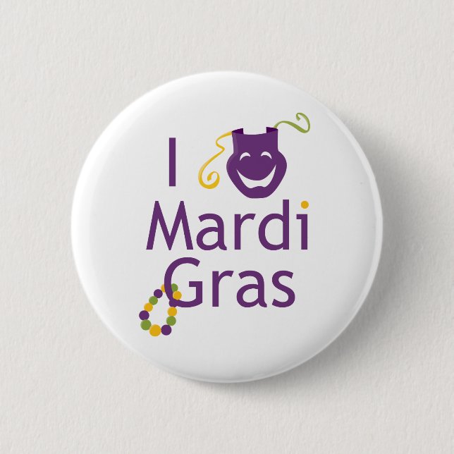 Mask I Kärlek Mardi Gras Knapp (Framsida)