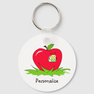 Mask i röda Apple med namn Nyckelring