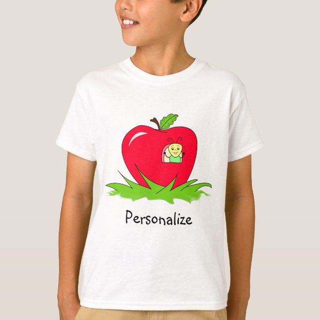 Mask i röda Apple med namn T Shirt (Framsida)