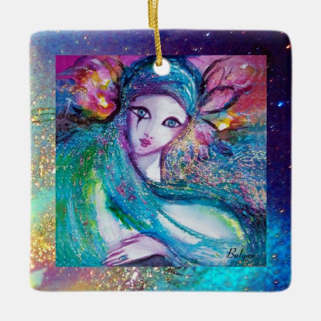 MASK IN BLUE, Monogram Julgransprydnad Keramik (Framsida)