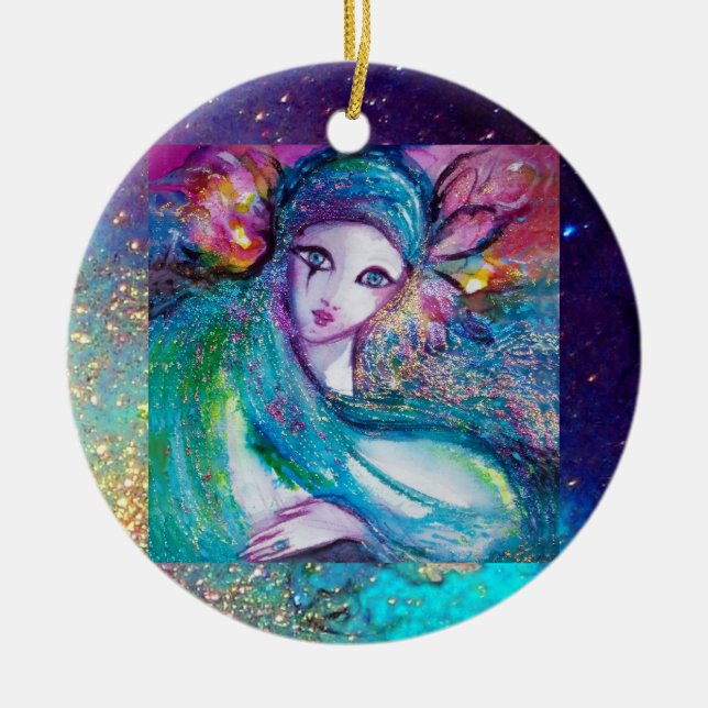 MASK IN BLUE, Monogram Julgransprydnad Keramik (Framsidan)