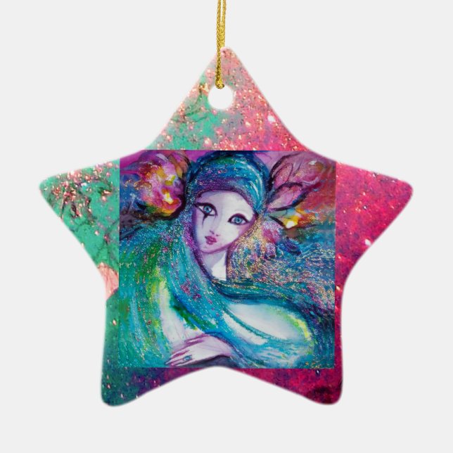 MASK IN BLUE, Star Monogram Julgransprydnad Keramik (Framsidan)