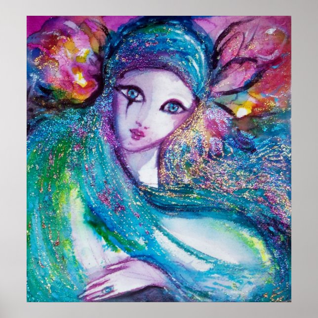 MASK IN BLUE/Venetian MasqueraAnsikte Poster (Framsidan)