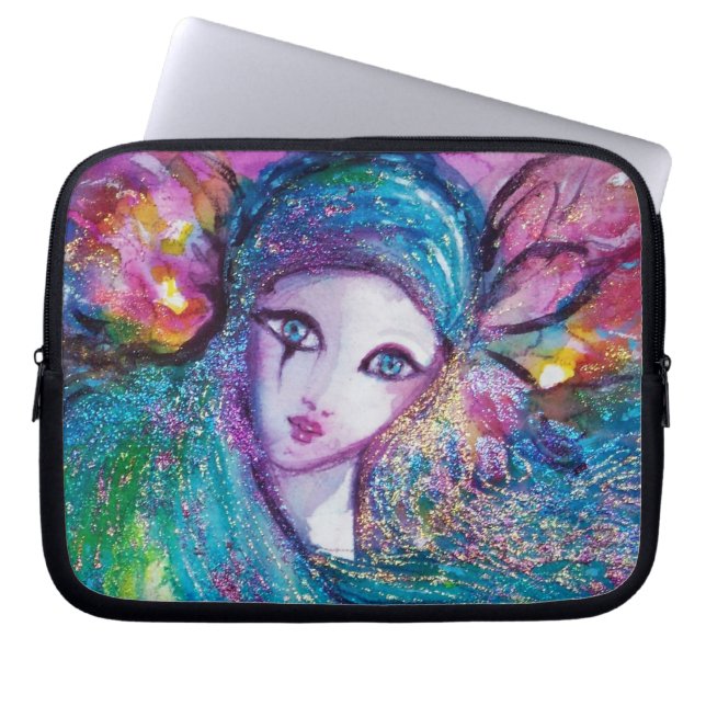 MASK IN BLUE / Venetian MasqueraBoll,teal Laptop Sleeve (Framsidan)
