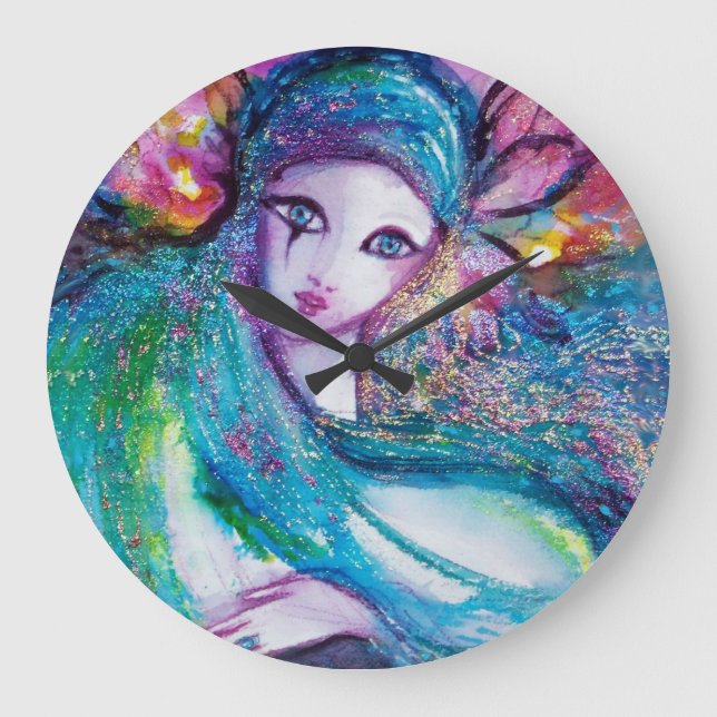 MASK IN BLUE / Venetian MasqueraBoll,teal Stor Klocka (Framsida)