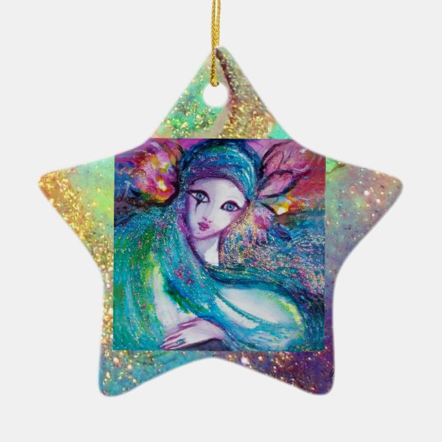 MASK IN BLUE /Venetian Masqueramasker Julgransprydnad Keramik (Framsidan)