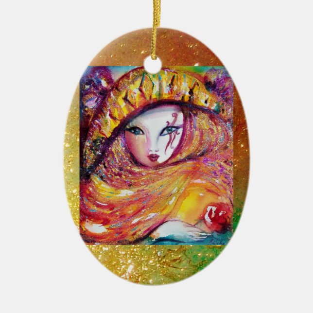 MASK IN GULT, Monogram Julgransprydnad Keramik (Framsidan)