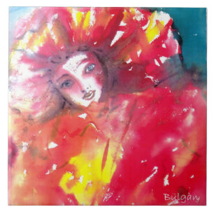 MASK IN RED/Venetian Masquad Boll, Gult Kakelplatta