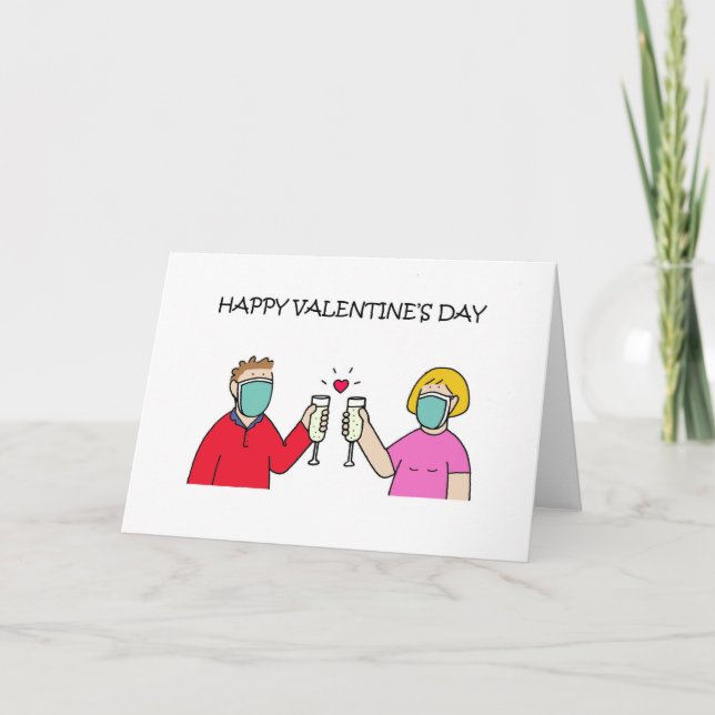 Mask-kort för Valentine par Wearing Ansikte Kort (Framsida)