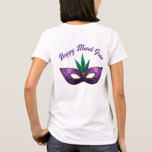 Mask Lila Grönt Sparkles Lycklig Mardi Gras 2 side T Shirt