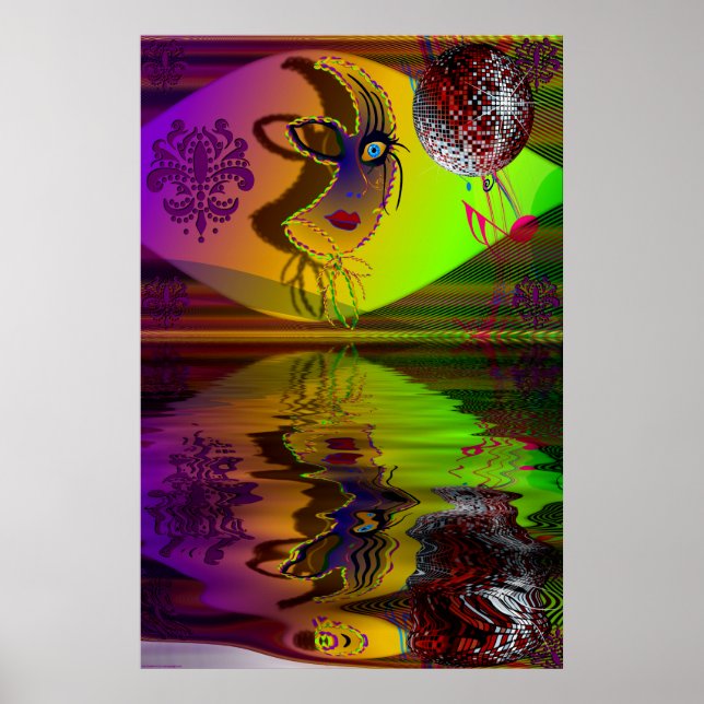 Mask Mardi Gras Trompe l'oeil-V-2 R Poster (Framsidan)