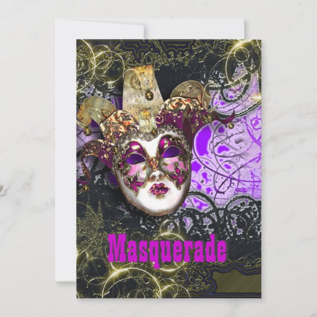 Mask maskerad venetian mardi gras party inbjudningar (Framsida)