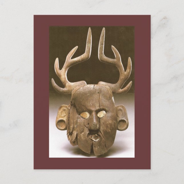 Mask med Antlers Native American Fine Art Vykort (Framsida)