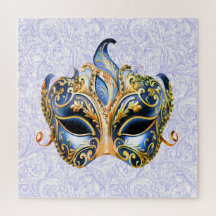 Mask med ornat Golden och Blue Mönster