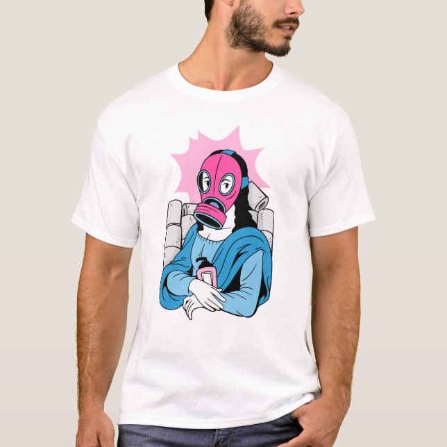Mask mona lisa från ansikte var rolig t shirt (Framsida)