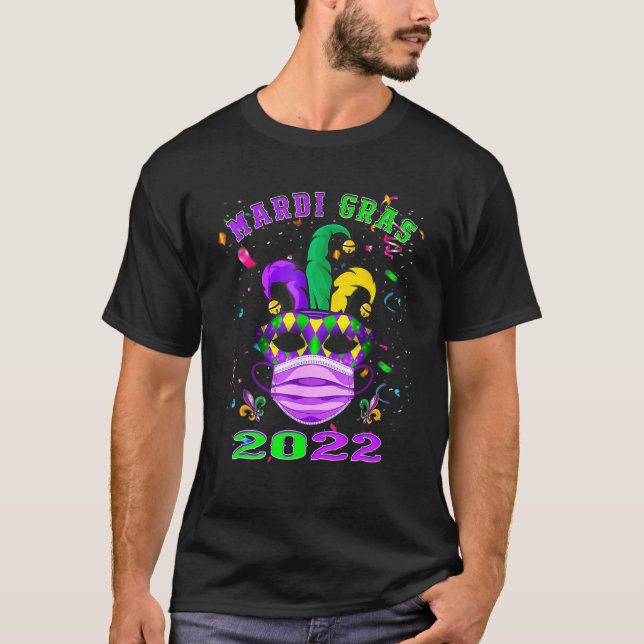 Mask och Ansikte Mask Funny Mardi Gras 2022 T Shirt (Framsida)