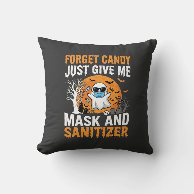 Mask och desinfektionsmedel Halloween Ghost Design Kudde (Framsida)