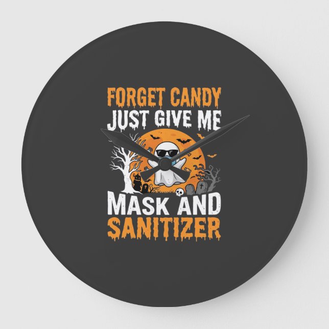 Mask och desinfektionsmedel Halloween Ghost Design Stor Klocka (Framsida)