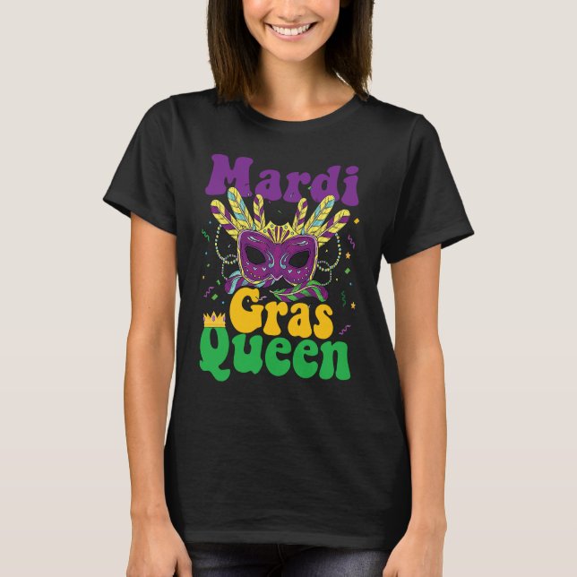 Mask och pärlor Låt Shenanigans börja i Mardi gra T Shirt (Framsida)