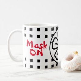 Mask ON Mask OFF Social Avstånd Kaffemugg