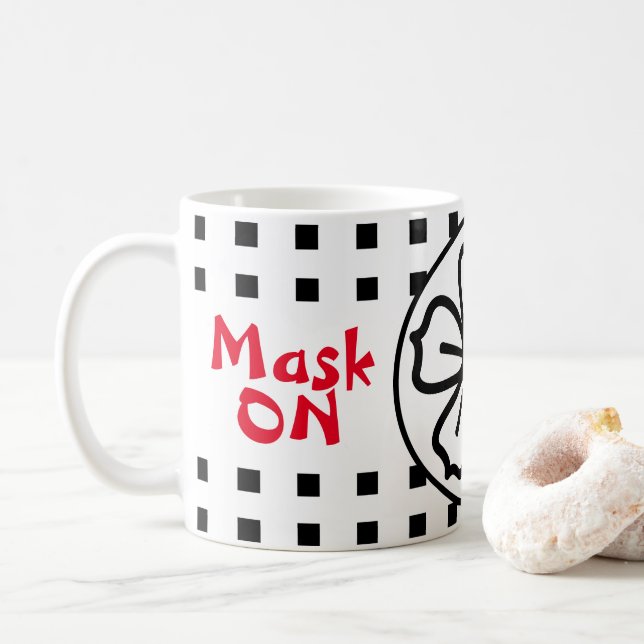 Mask ON Mask OFF Social Avstånd Kaffemugg (Med munk)