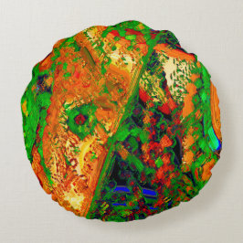 Mask party eller karneval av färger, orange och gr rund kudde