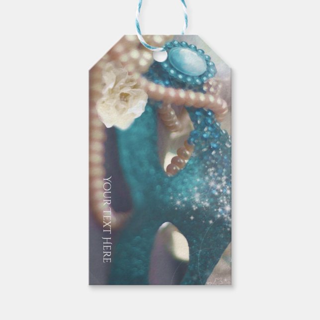 Mask & Pearls Rainbow Party-förmån Presentetikett (Framsidan)