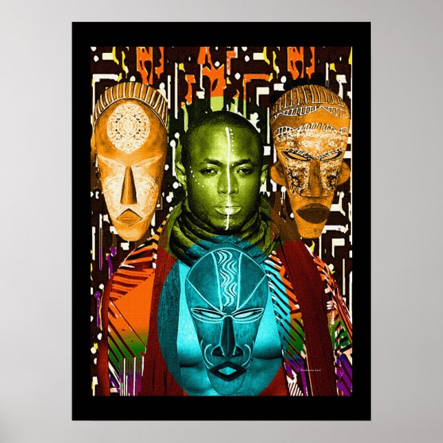 Mask: Poster av modern afrikansk krigare (Framsidan)