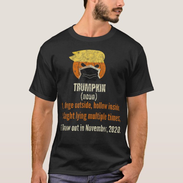 Mask Pumpkin Trumpkin Funny Halloween Anti T Shirt (Framsida)