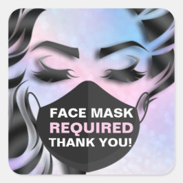 Mask som täcker den kosmetolog Hair Nai som krävs  Fyrkantigt Klistermärke